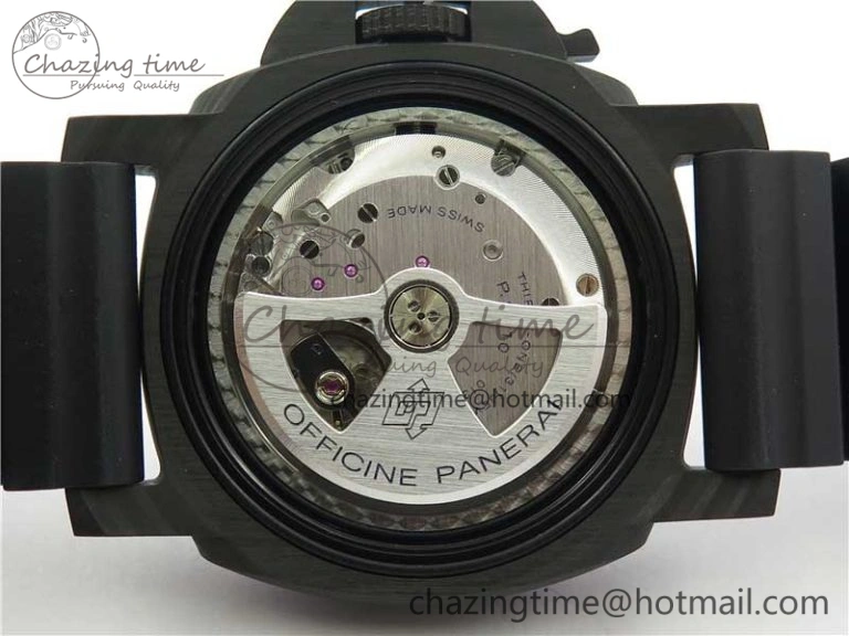 Sophisticated PAM1616 Carbotech 47mm VSF Best Edition Black Dial Blue Markers on Rubber Strap P.9010 Clone 8425