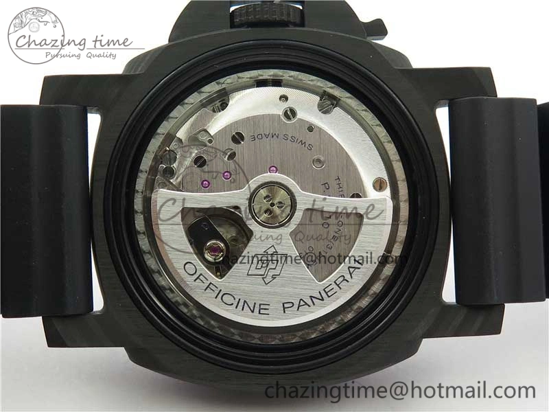 Sophisticated PAM1616 Carbotech 47mm VSF Best Edition Black Dial Blue Markers on Rubber Strap P.9010 Clone 8425