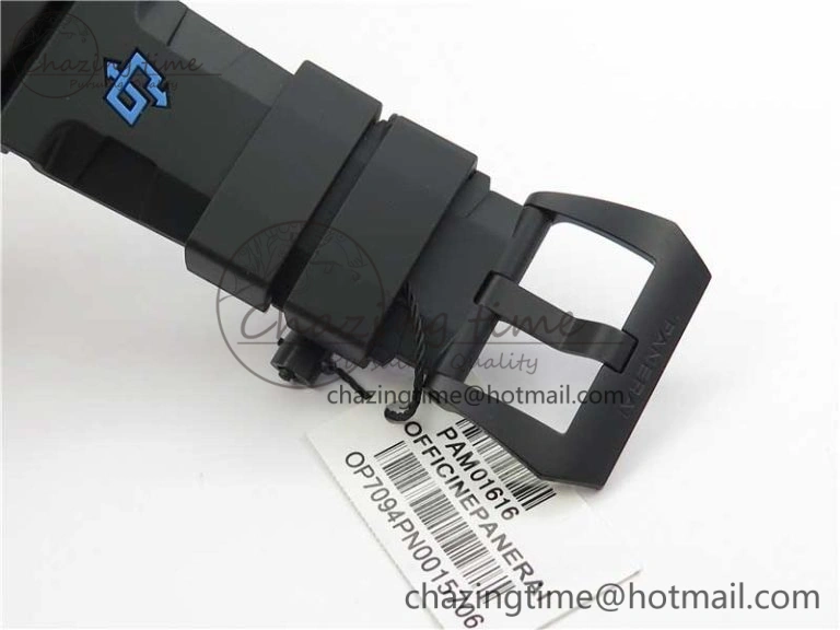 Sophisticated PAM1616 Carbotech 47mm VSF Best Edition Black Dial Blue Markers on Rubber Strap P.9010 Clone 8425