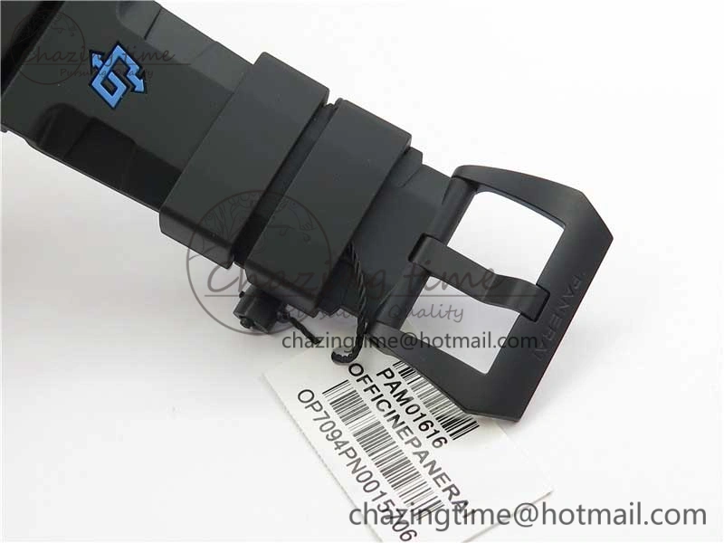 Sophisticated PAM1616 Carbotech 47mm VSF Best Edition Black Dial Blue Markers on Rubber Strap P.9010 Clone 8425