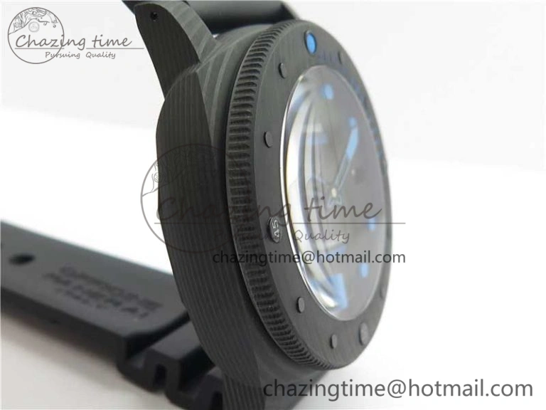 Sophisticated PAM1616 Carbotech 47mm VSF Best Edition Black Dial Blue Markers on Rubber Strap P.9010 Clone 8425