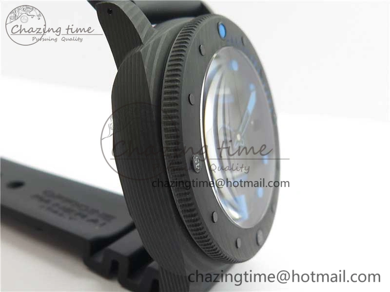 Sophisticated PAM1616 Carbotech 47mm VSF Best Edition Black Dial Blue Markers on Rubber Strap P.9010 Clone 8425