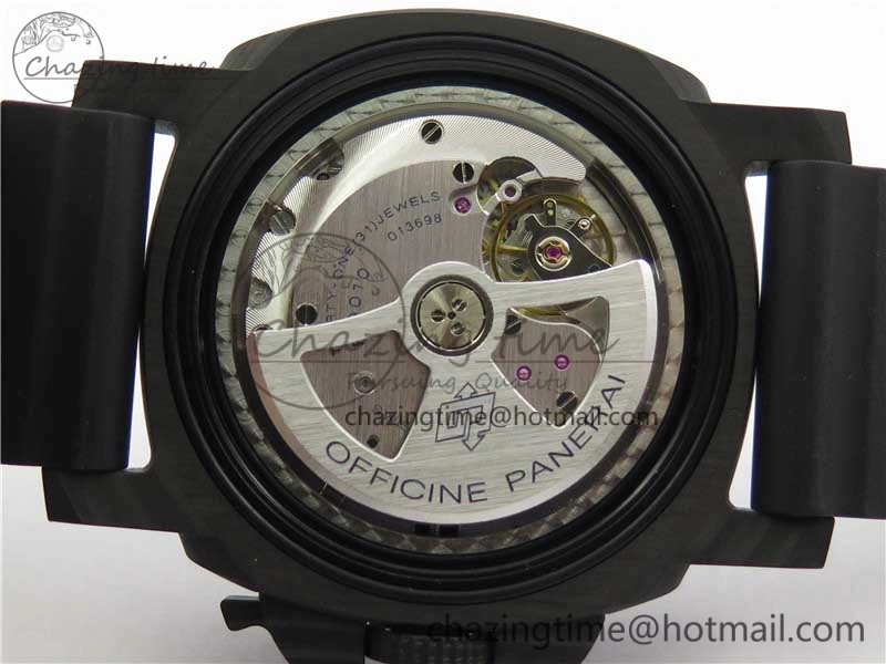 Sophisticated PAM1616 Carbotech 47mm VSF Best Edition Black Dial Blue Markers on Rubber Strap P.9010 Clone 8425