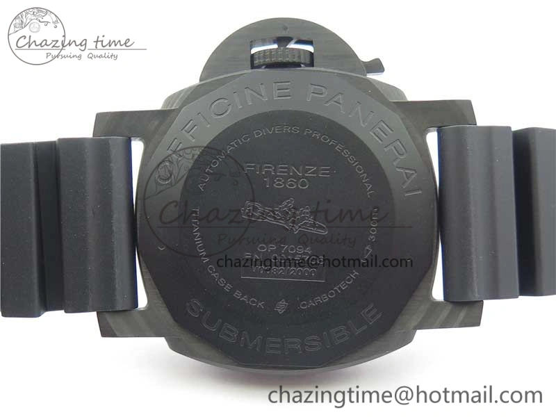 Sophisticated PAM1616 Carbotech 47mm VSF Best Edition Black Dial Blue Markers on Rubber Strap P.9010 Clone 8425