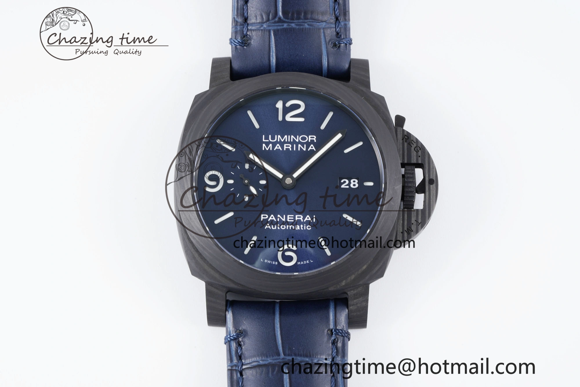 Resilient PAM1664 Carbotech VSF 1:1 Best Edition on Blue Leather Strap P.9010 Clone 8350