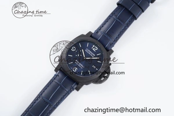 Resilient PAM1664 Carbotech VSF 1:1 Best Edition on Blue Leather Strap P.9010 Clone 8350