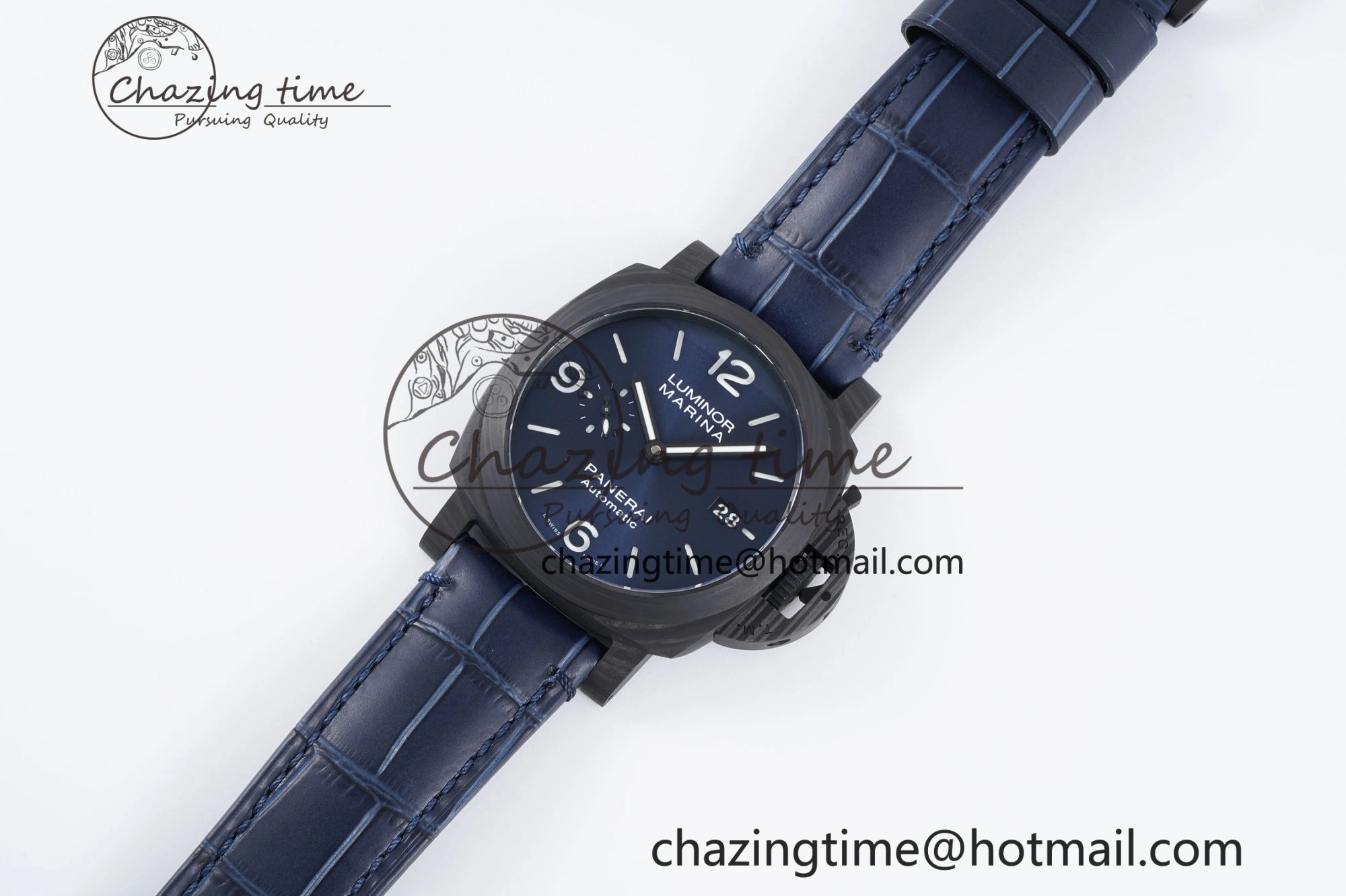 Resilient PAM1664 Carbotech VSF 1:1 Best Edition on Blue Leather Strap P.9010 Clone 8350