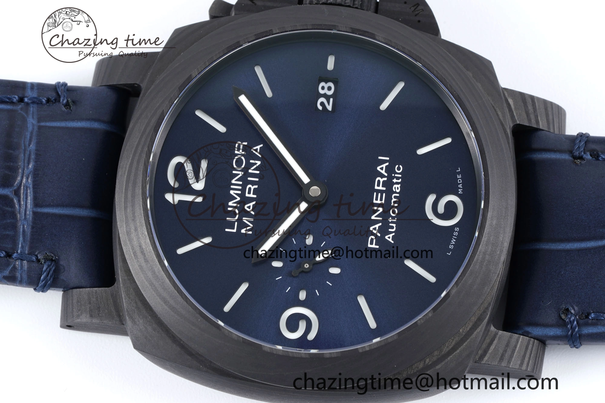 Resilient PAM1664 Carbotech VSF 1:1 Best Edition on Blue Leather Strap P.9010 Clone 8350