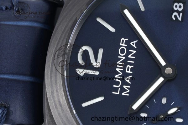 Resilient PAM1664 Carbotech VSF 1:1 Best Edition on Blue Leather Strap P.9010 Clone 8350