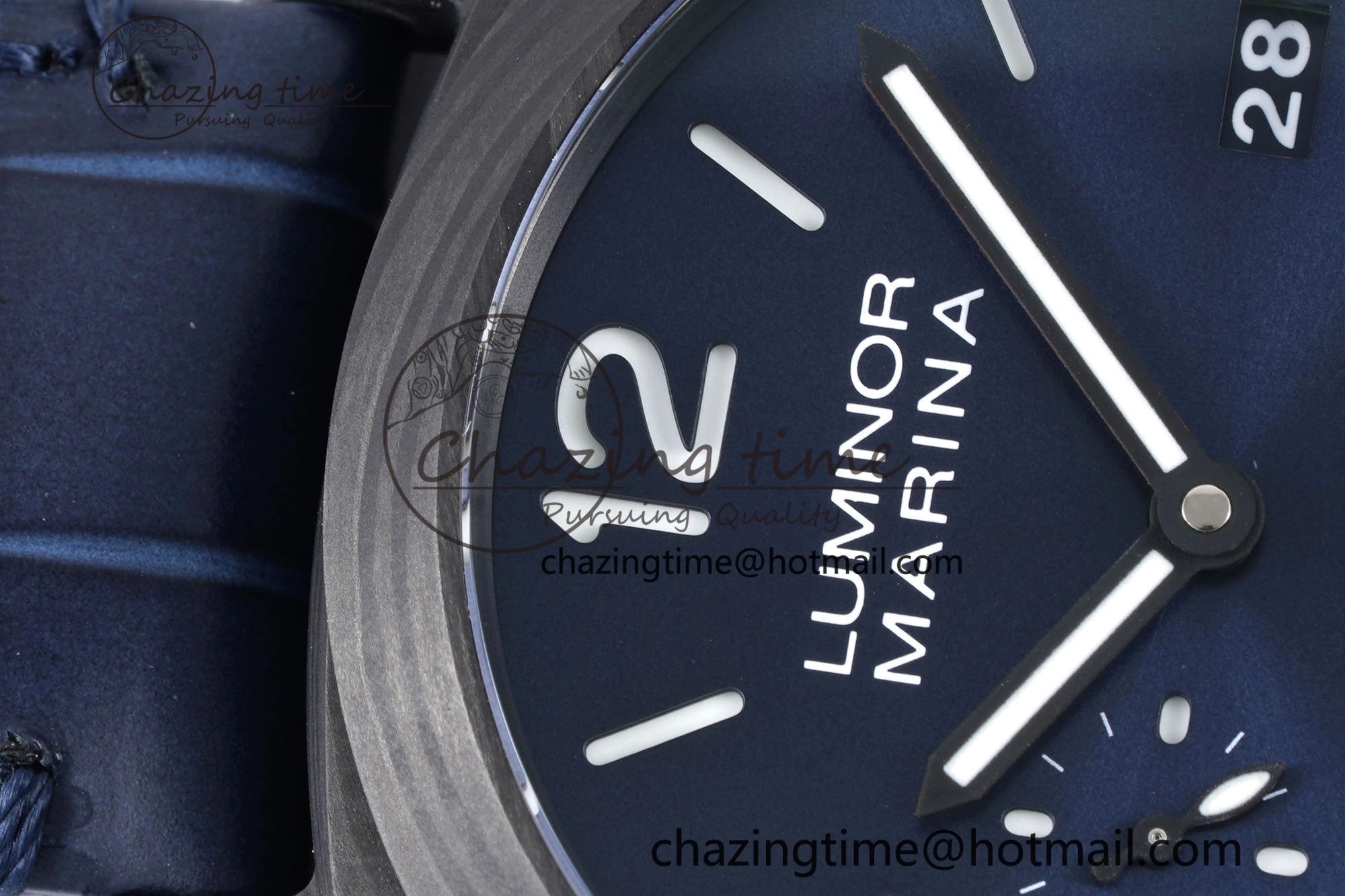 Resilient PAM1664 Carbotech VSF 1:1 Best Edition on Blue Leather Strap P.9010 Clone 8350