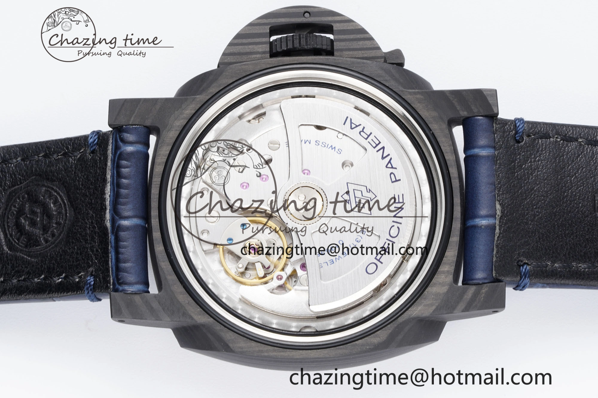 Resilient PAM1664 Carbotech VSF 1:1 Best Edition on Blue Leather Strap P.9010 Clone 8350