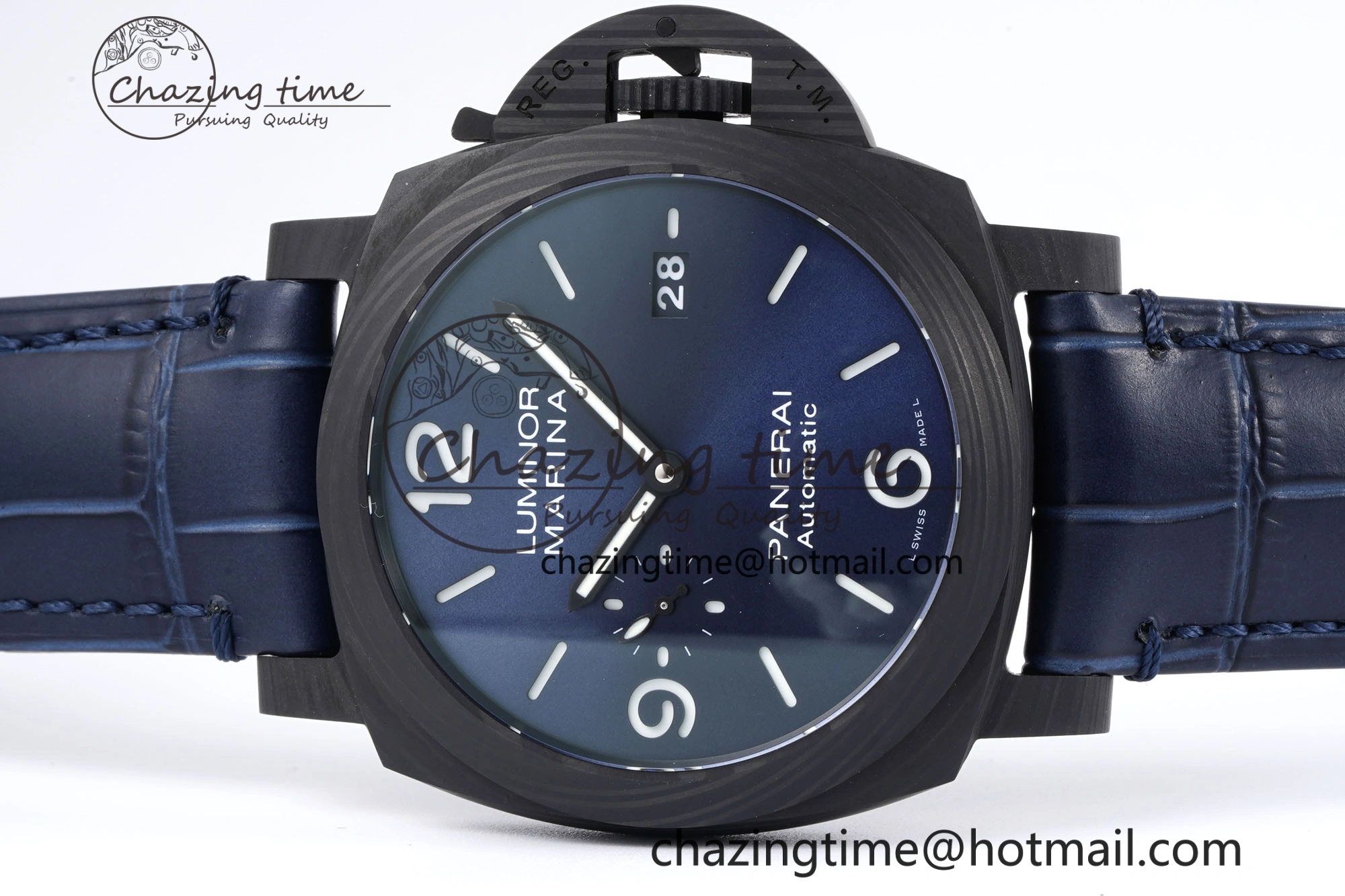 Resilient PAM1664 Carbotech VSF 1:1 Best Edition on Blue Leather Strap P.9010 Clone 8350