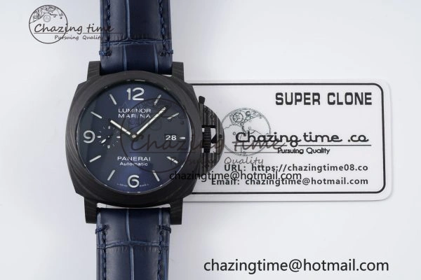 Resilient PAM1664 Carbotech VSF 1:1 Best Edition on Blue Leather Strap P.9010 Clone 8350