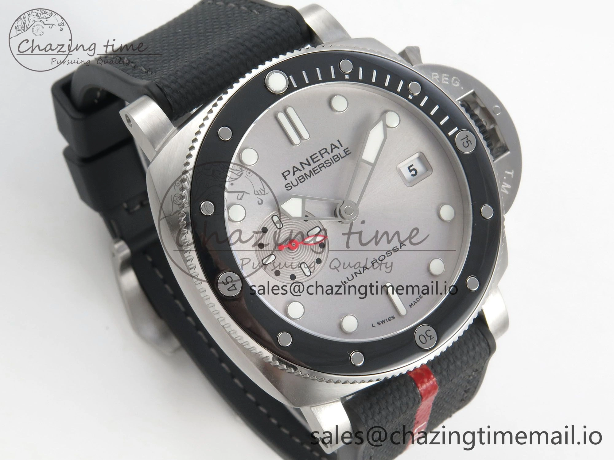 Affordable PAM1681 44mm Luna Rossa Submersible VSF 1:1 Best Edition On Gray Fabric Strap P 8299