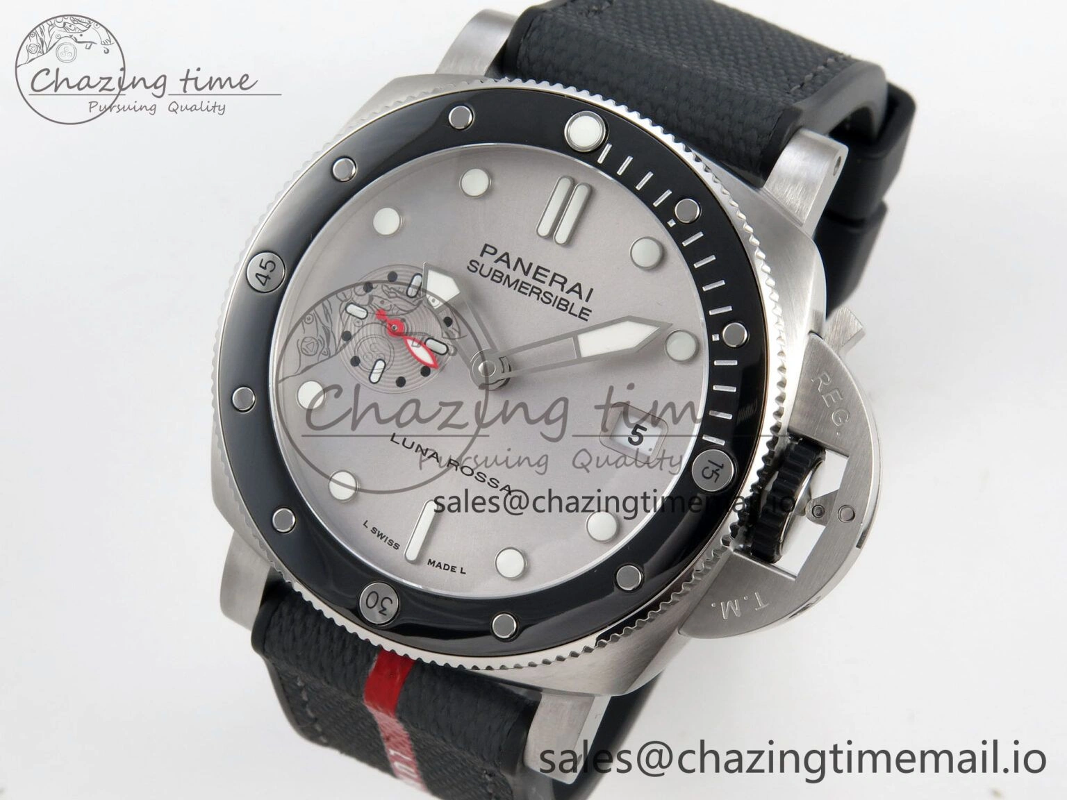 Affordable PAM1681 44mm Luna Rossa Submersible VSF 1:1 Best Edition On Gray Fabric Strap P 8299