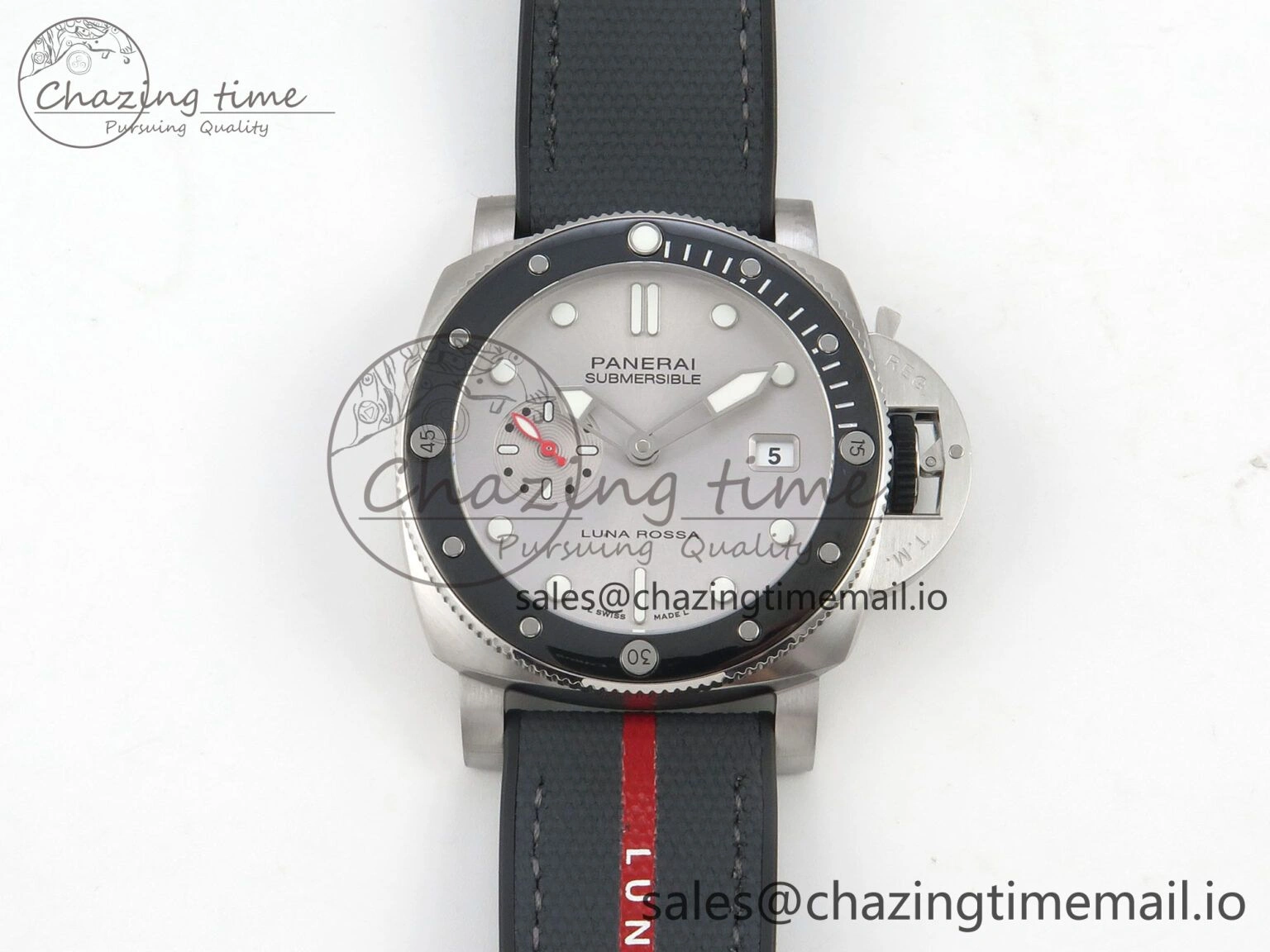Affordable PAM1681 44mm Luna Rossa Submersible VSF 1:1 Best Edition On Gray Fabric Strap P 8299