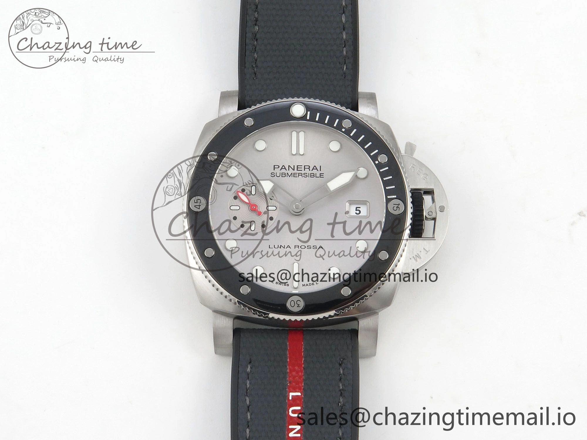 Affordable PAM1681 44mm Luna Rossa Submersible VSF 1:1 Best Edition On Gray Fabric Strap P 8299