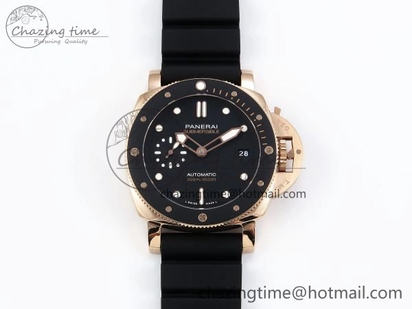 Popular PAM2164 Luminor Submersible 42mm VSF Best Edition Black Dial on Rubber Strap P900 Clone 8327