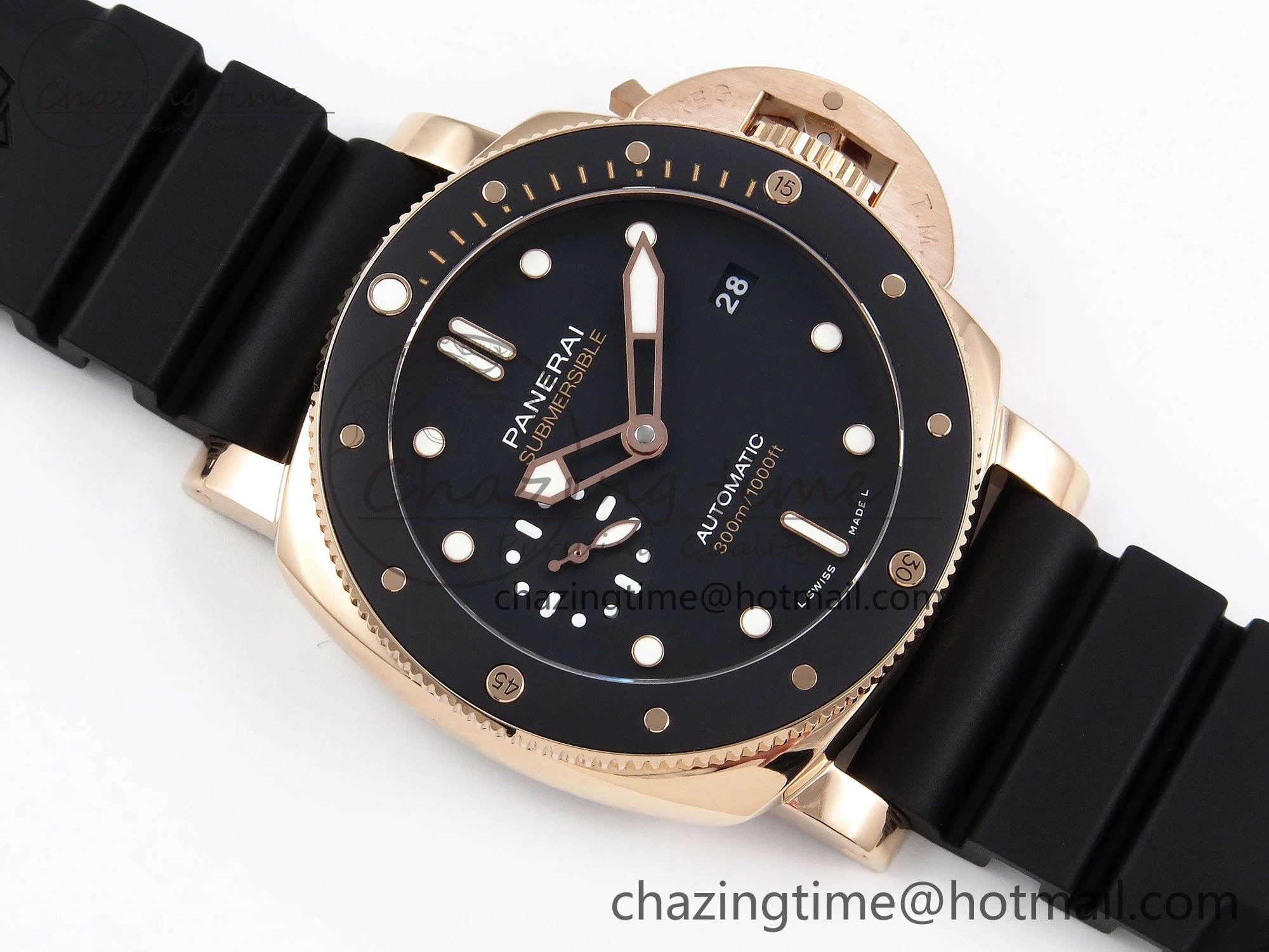 Popular PAM2164 Luminor Submersible 42mm VSF Best Edition Black Dial on Rubber Strap P900 Clone 8327