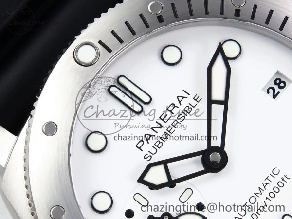 Thermal PAM2223 Luminor Submersible 42mm VSF Best Edition White Dial on Rubber Strap P900 Clone 8318