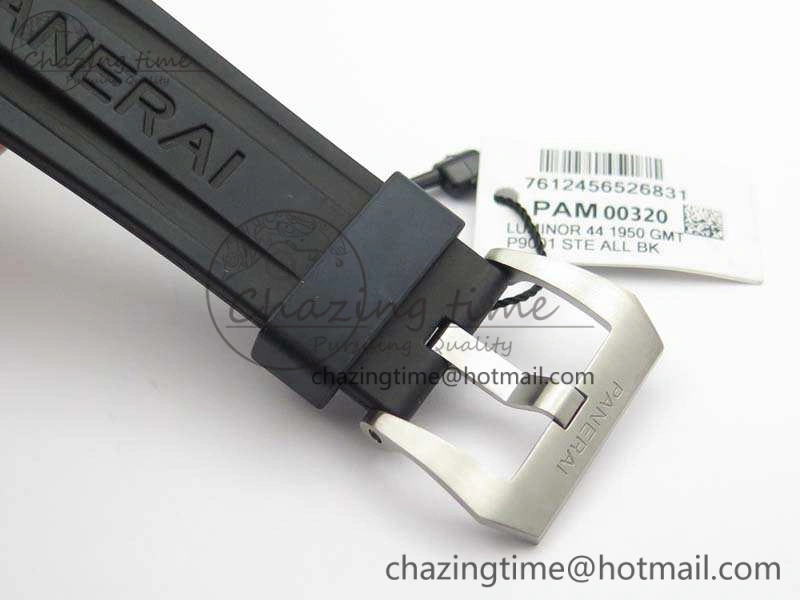 SportInspired PAM320 M GMT VSF 1:1 Best Edition On Black Rubber Strap P.9001 Super Clone V 8444