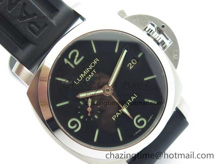 SportInspired PAM320 M GMT VSF 1:1 Best Edition On Black Rubber Strap P.9001 Super Clone V 8444