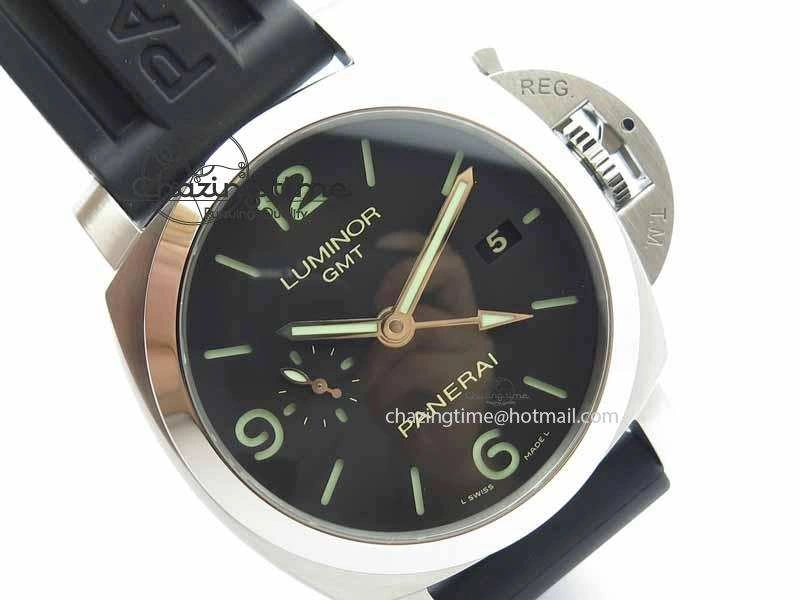 SmoothTexture PAM320 M GMT VSF 1:1 Best Edition On Black Rubber Strap P.9001 Super Clone 8463