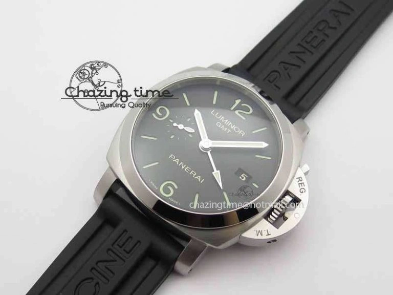 SmoothTexture PAM320 M GMT VSF 1:1 Best Edition On Black Rubber Strap P.9001 Super Clone 8463