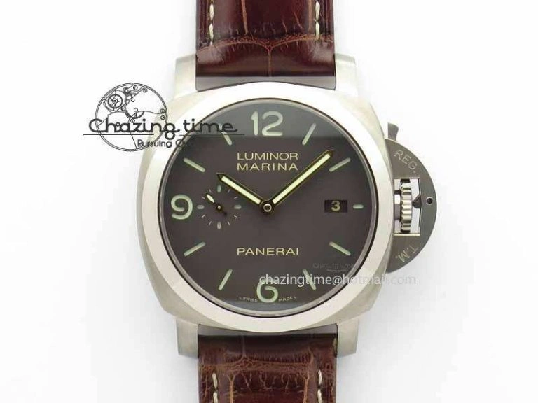PAM351 Q Titanium VSF 1:1 Best Edition On Brown Leather Strap P.9000 Super Clone Effortless 8462
