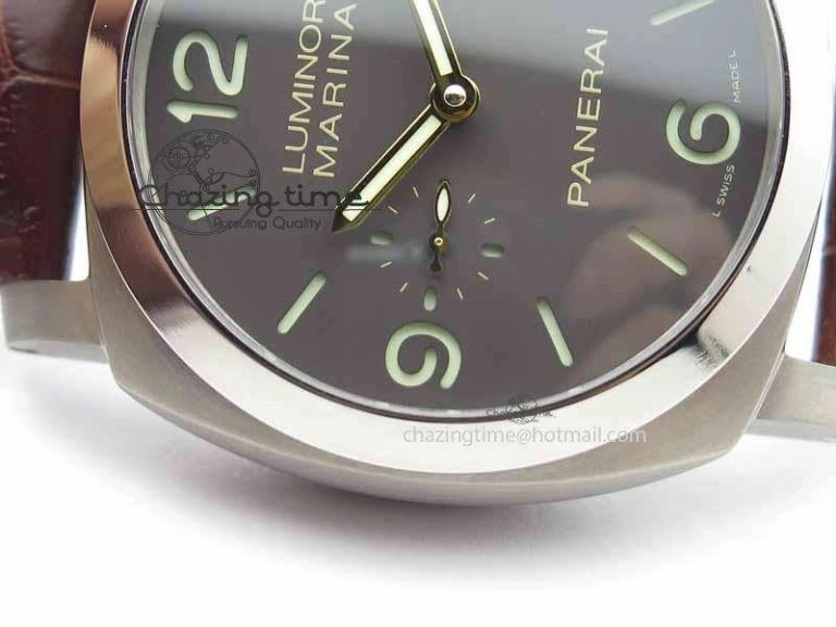 PAM351 Q Titanium VSF 1:1 Best Edition On Brown Leather Strap P.9000 Super Clone Effortless 8462