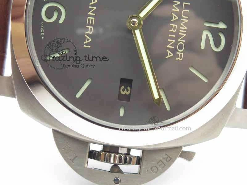 PAM351 Q Titanium VSF 1:1 Best Edition On Brown Leather Strap P.9000 Super Clone Effortless 8462