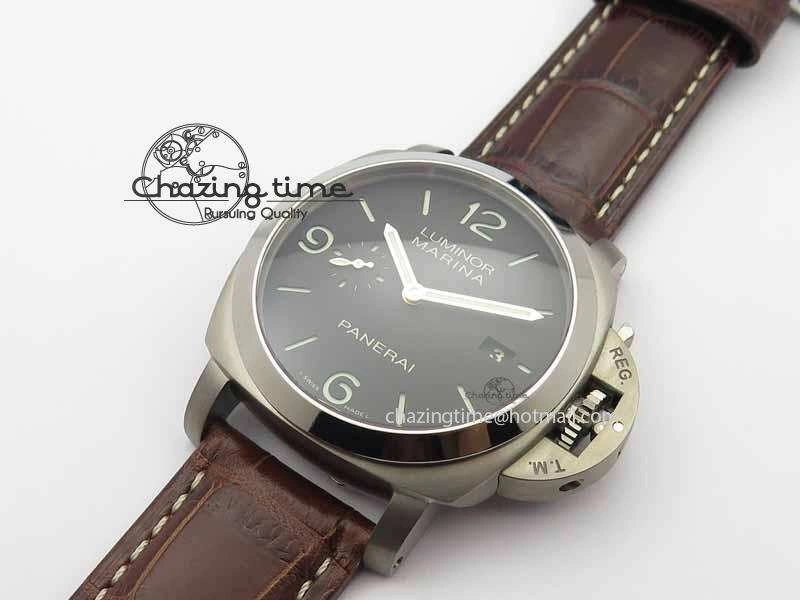 PAM351 Q Titanium VSF 1:1 Best Edition On Brown Leather Strap P.9000 Super Clone Effortless 8462