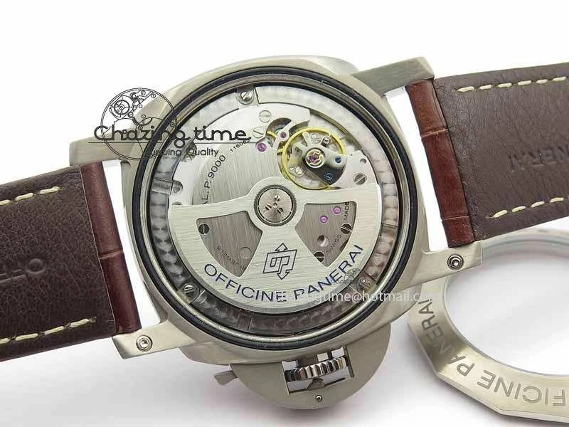 PAM351 Q Titanium VSF 1:1 Best Edition On Brown Leather Strap P.9000 Super Clone Effortless 8462