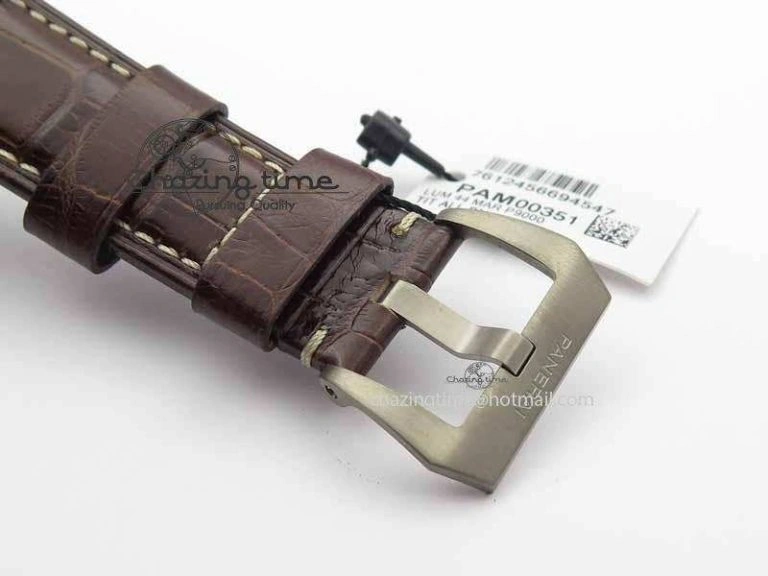 PAM351 Q Titanium VSF 1:1 Best Edition On Brown Leather Strap P.9000 Super Clone Effortless 8462
