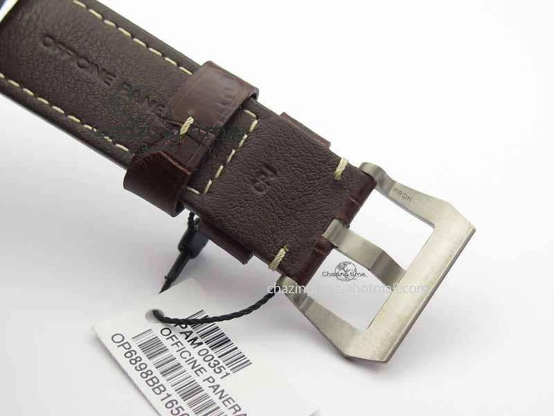 PAM351 Q Titanium VSF 1:1 Best Edition On Brown Leather Strap P.9000 Super Clone Effortless 8462