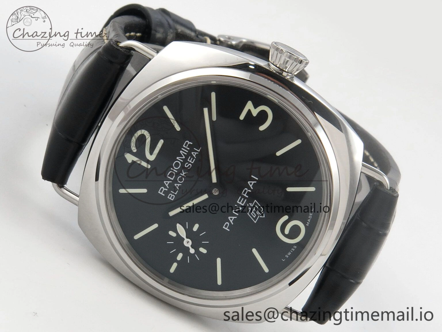 Fashionable PAM380 HWF 1:1 Best Edition Black Dial On Black Leather Strap A 8308