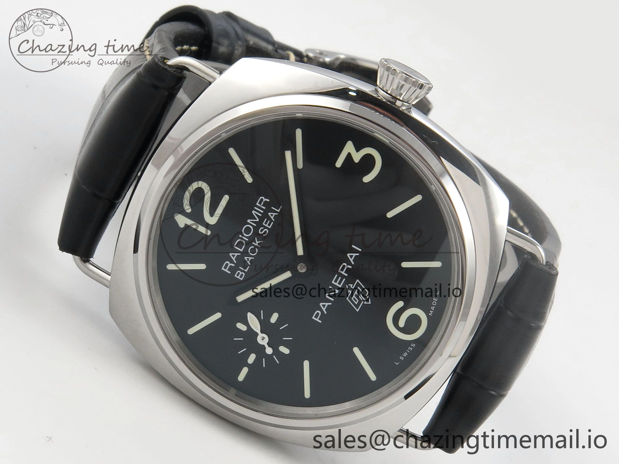Fashionable PAM380 HWF 1:1 Best Edition Black Dial On Black Leather Strap A 8308
