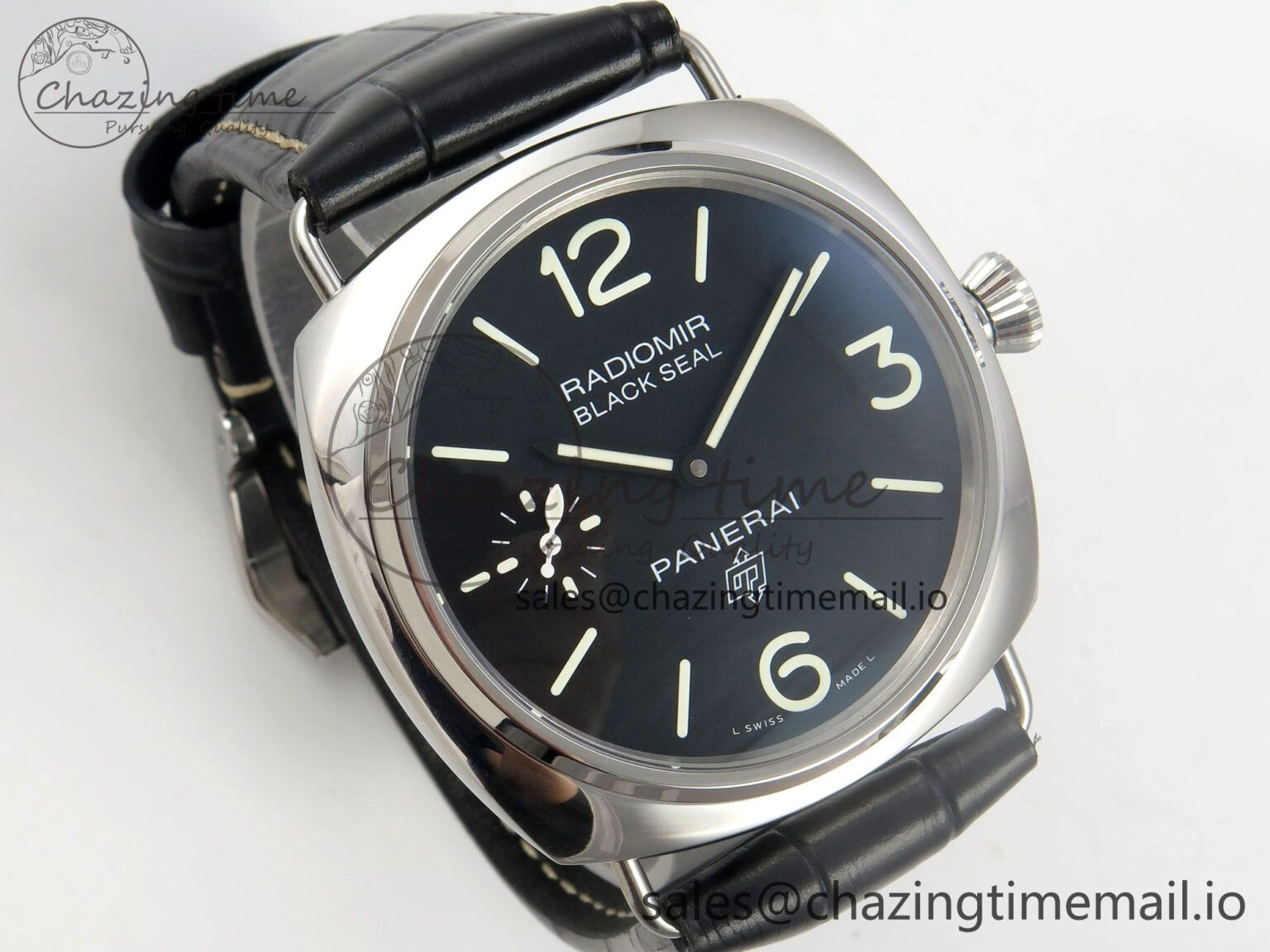 Fashionable PAM380 HWF 1:1 Best Edition Black Dial On Black Leather Strap A 8308