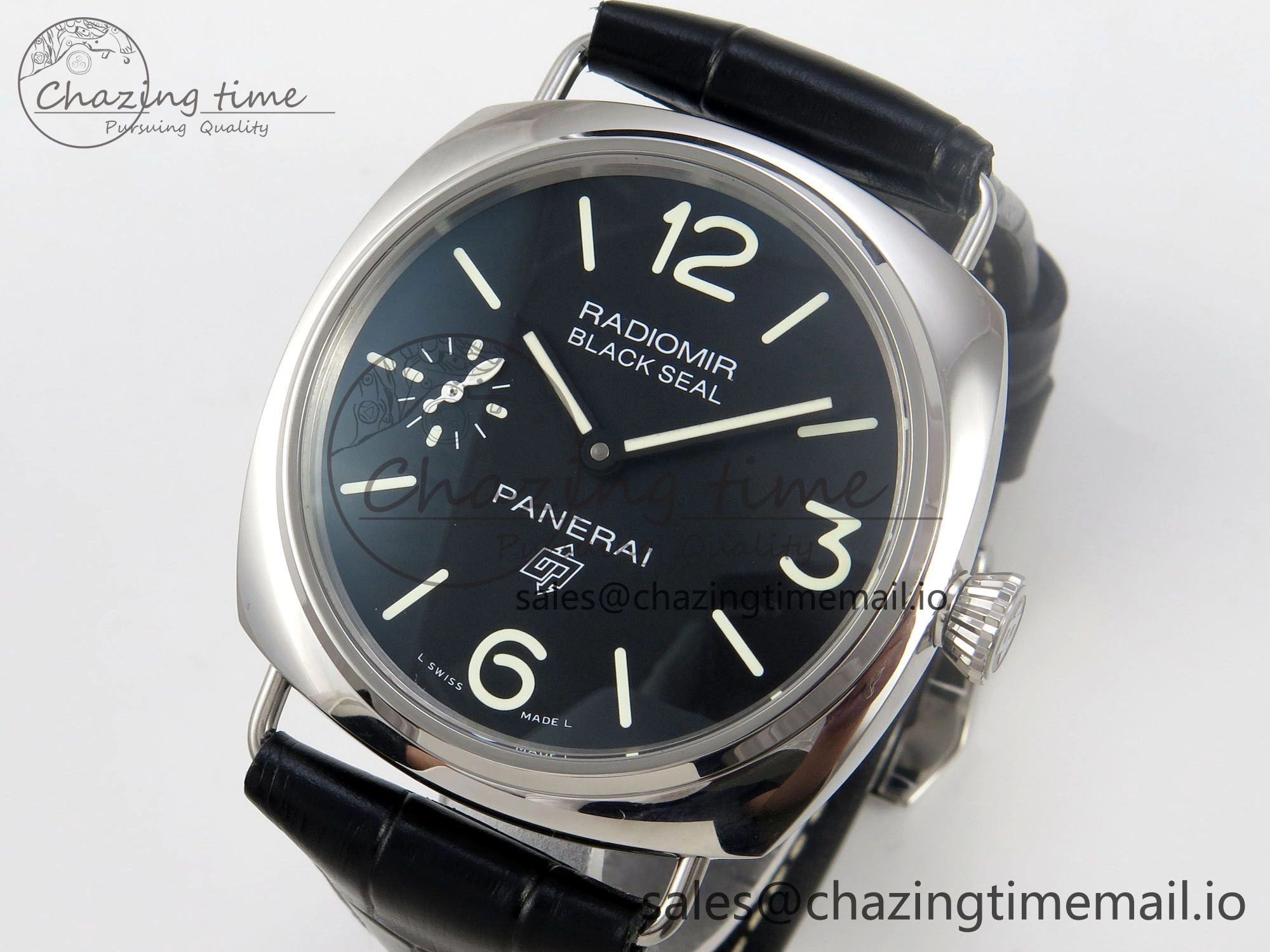 Fashionable PAM380 HWF 1:1 Best Edition Black Dial On Black Leather Strap A 8308