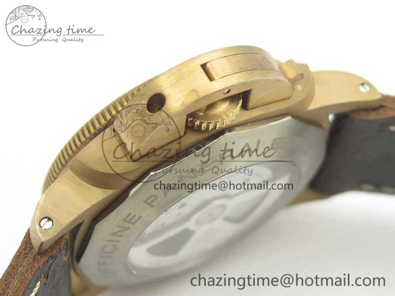 Breathable PAM382 N Bronzo VSF 1:1 Best Edition On Brown Distressed Calfskin Strap P.9000 Super Clone V 8428
