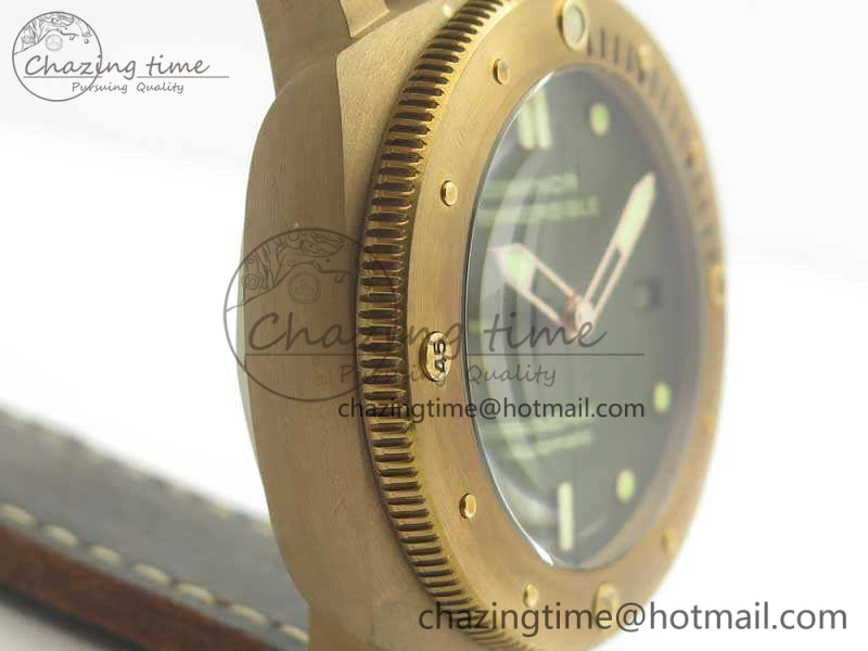 Breathable PAM382 N Bronzo VSF 1:1 Best Edition On Brown Distressed Calfskin Strap P.9000 Super Clone V 8428