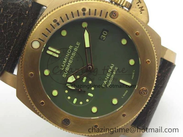 Breathable PAM382 N Bronzo VSF 1:1 Best Edition On Brown Distressed Calfskin Strap P.9000 Super Clone V 8428