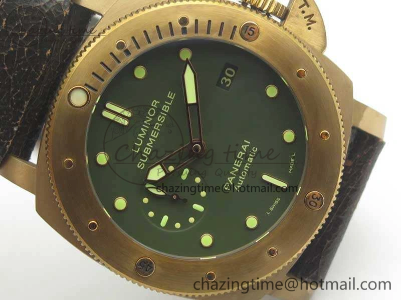 Breathable PAM382 N Bronzo VSF 1:1 Best Edition On Brown Distressed Calfskin Strap P.9000 Super Clone V 8428