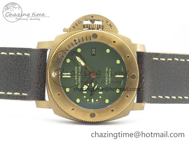 Breathable PAM382 N Bronzo VSF 1:1 Best Edition On Brown Distressed Calfskin Strap P.9000 Super Clone V 8428