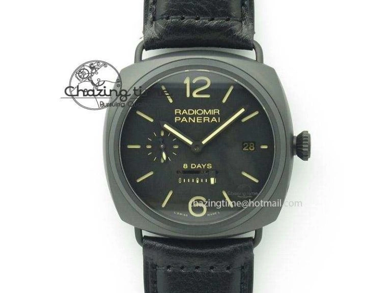 Popular PAM384 N Real PR Real Ceramic V6F Best Edition On Black Leather Strap P 8517