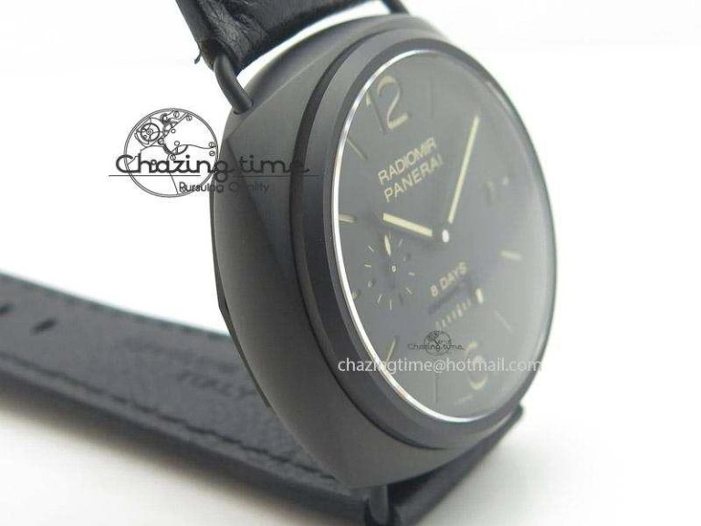 Popular PAM384 N Real PR Real Ceramic V6F Best Edition On Black Leather Strap P 8517