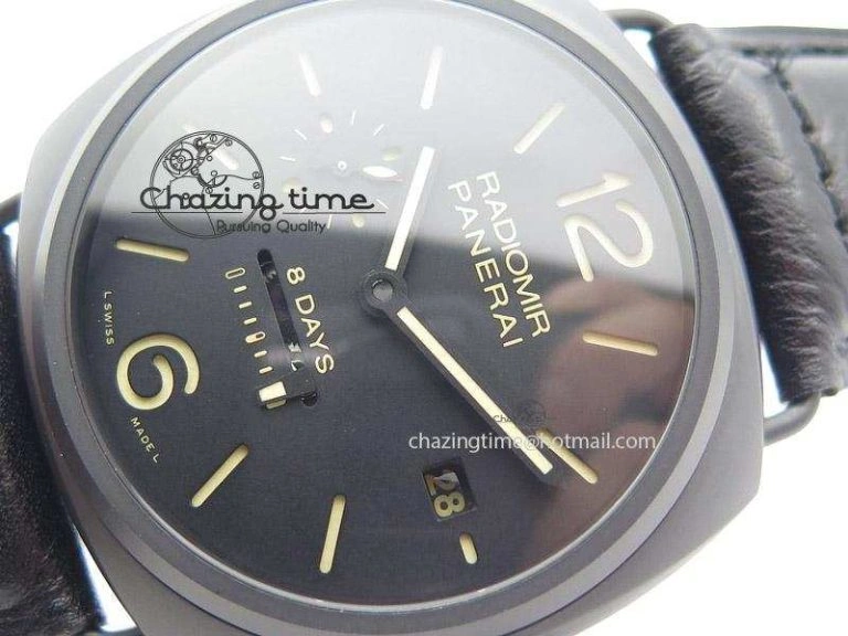 Popular PAM384 N Real PR Real Ceramic V6F Best Edition On Black Leather Strap P 8517