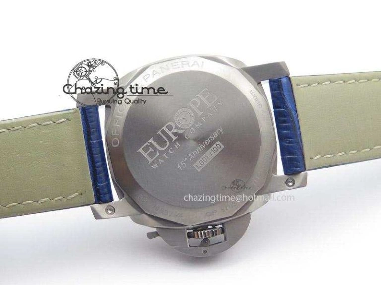 PAM437 L Titanium ZF Best Edition Blue Dial On Blue Leather Strap P Trendy 8547