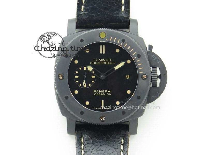 FastDry PAM508 P V6F 1:1 Best Edition Ceramic On Black Leather Strap ST 8557