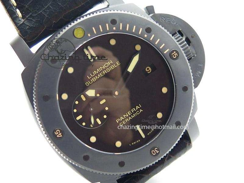 FastDry PAM508 P V6F 1:1 Best Edition Ceramic On Black Leather Strap ST 8557